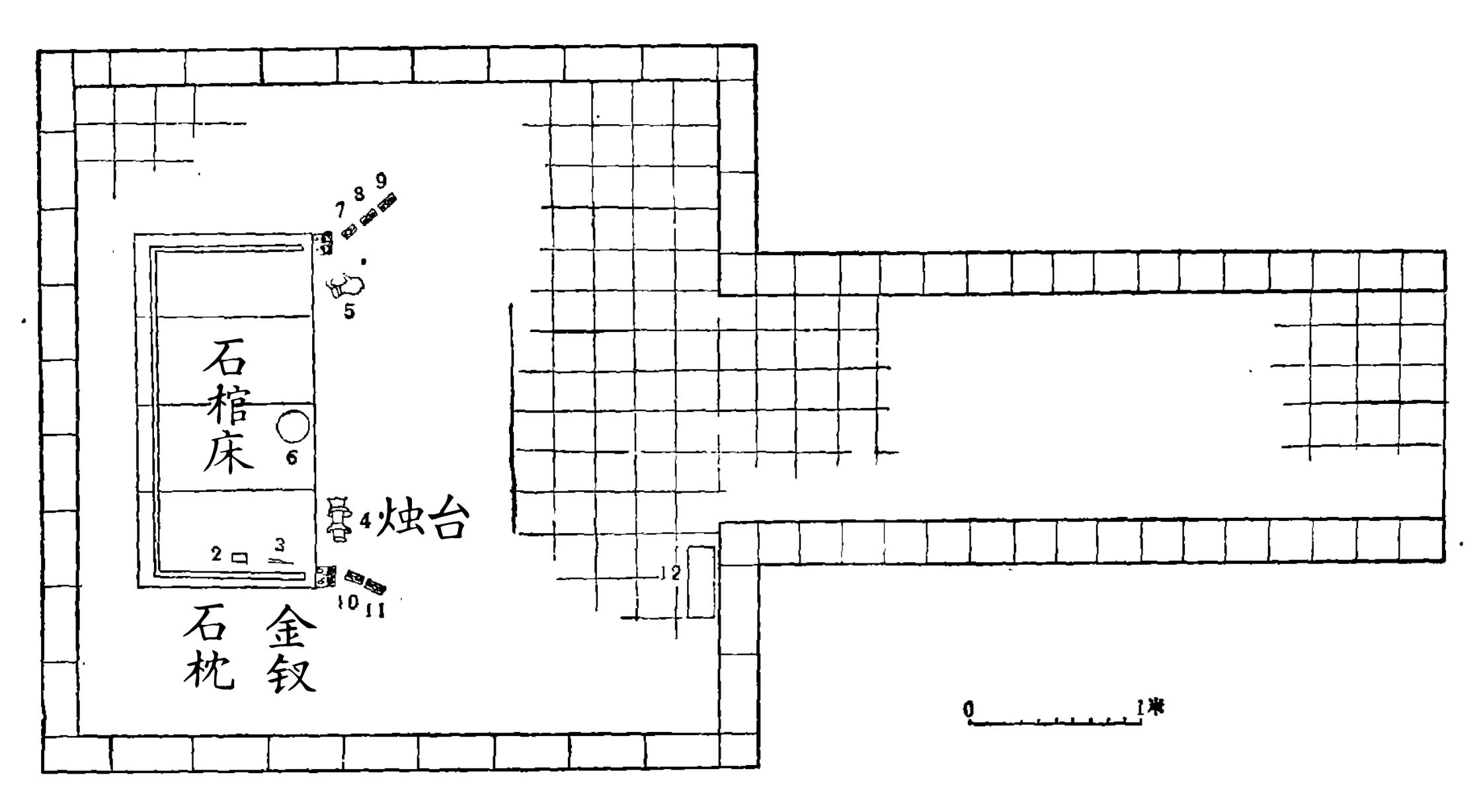 图1：天水隋唐屏风石棺床墓平面图
