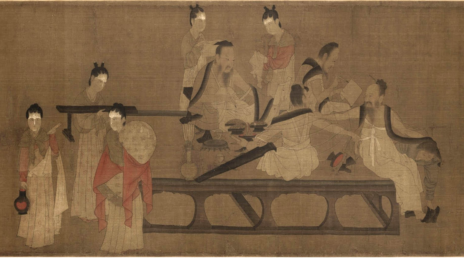 传杨子华或阎立本《北齐校书图》宋摹本 波士顿美术馆藏